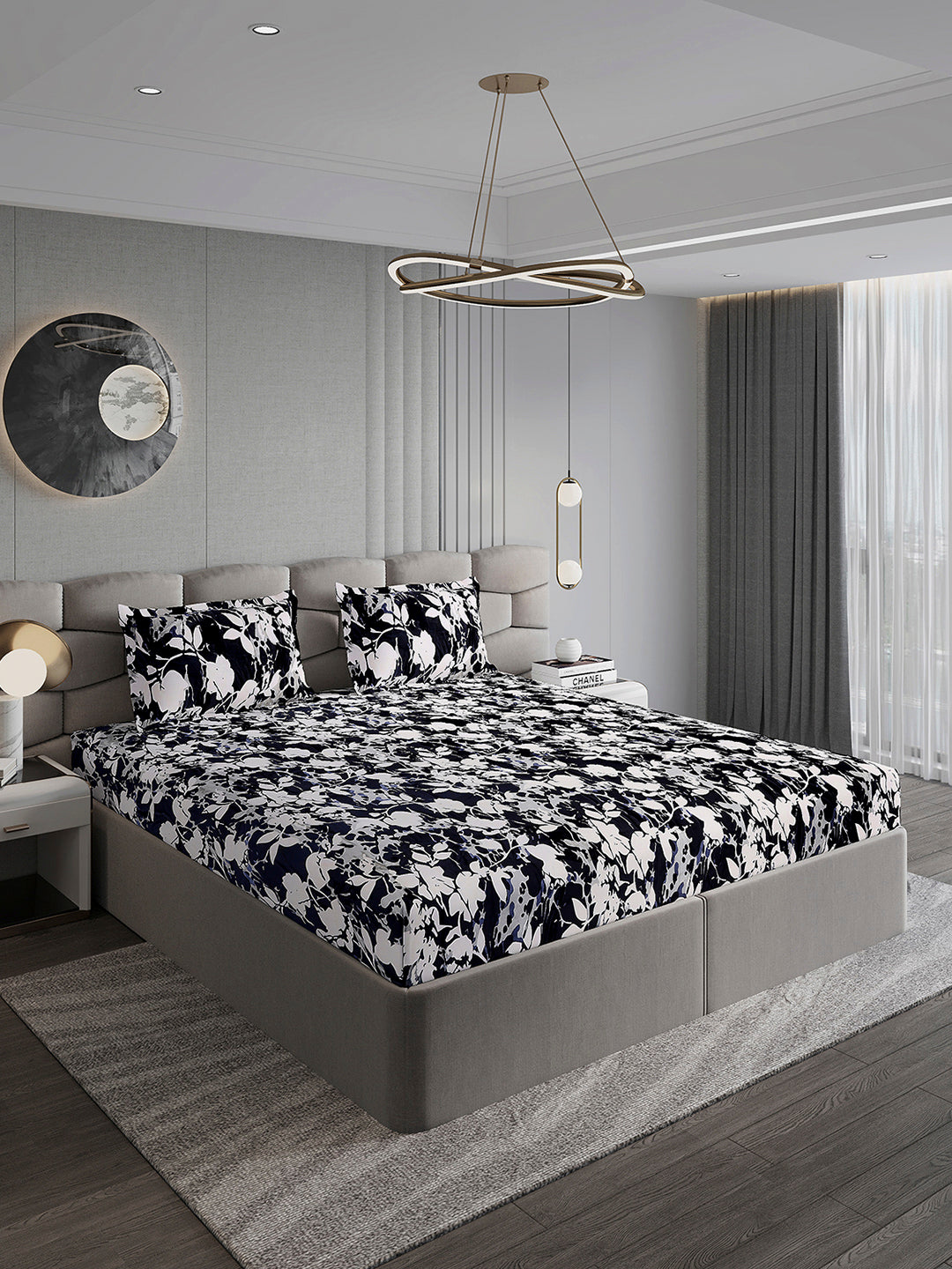 371 GSM 100% Polyester King Bed 1 Bedsheet with 2 Pillow Cover (Rubina King)