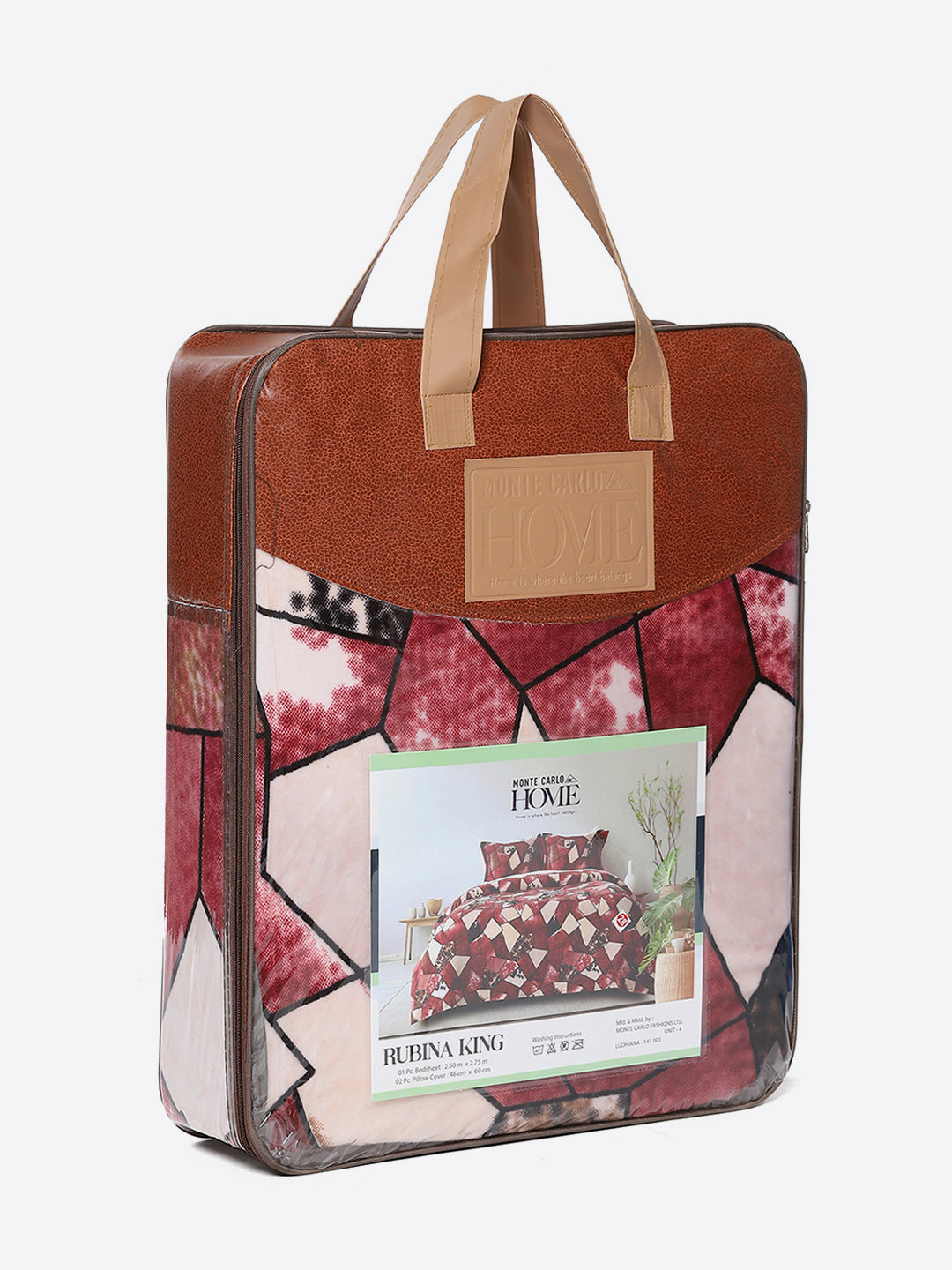 371 GSM 100% Polyester King Bed 1 Bedsheet with 2 Pillow Cover (Rubina King)