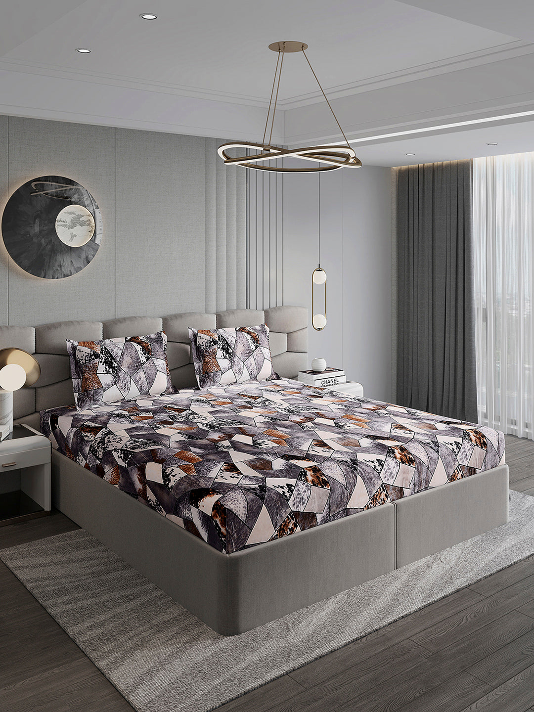 371 GSM 100% Polyester King Bed 1 Bedsheet with 2 Pillow Cover (Rubina King)