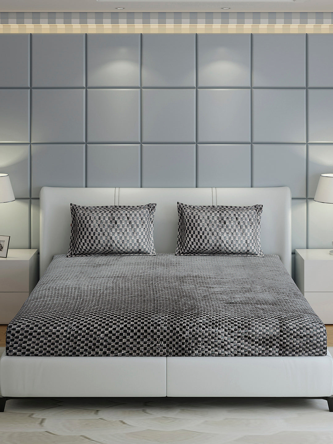 300 GSM 100% Polyester King Bed 1 Bedsheet with 2 Pillow Cover (Seven Seas)