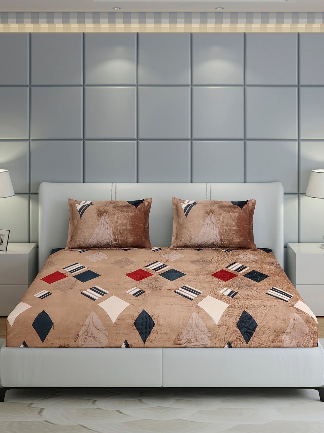 247 GSM 100% Polyester King Bed 1 Bedsheet with 2 Pillow Cover (Teresa)