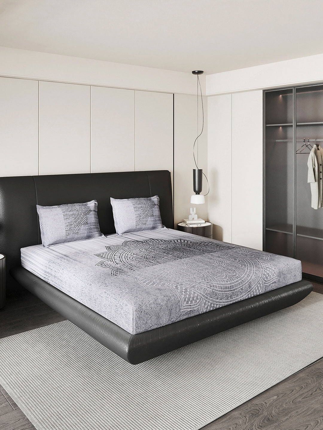 252 GSM 100% Polyester King Bed 1 Bedsheet with 2 Pillow Cover (Urban)