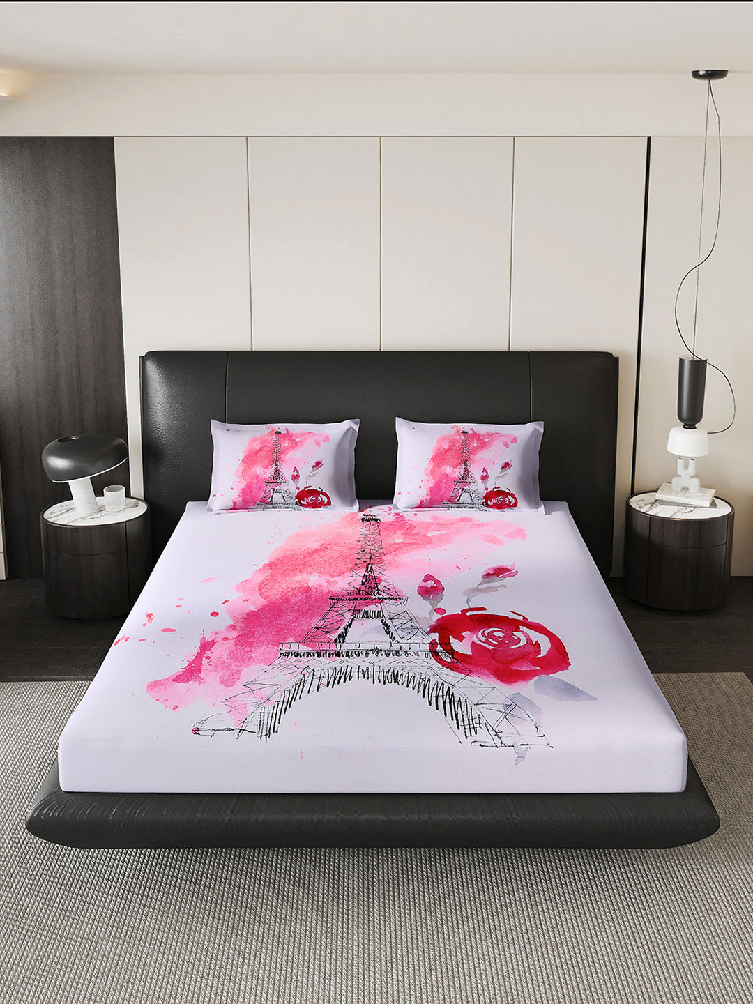 252 GSM 100% Polyester King Bed 1 Bedsheet with 2 Pillow Cover (Urban)