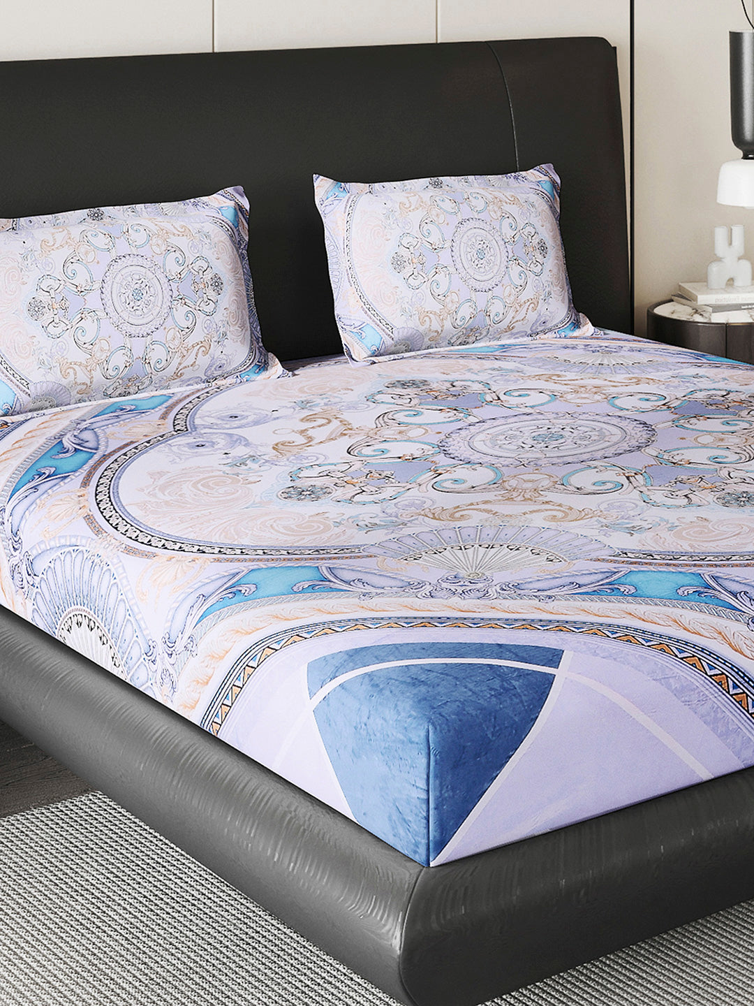 252 GSM 100% Polyester King Bed 1 Bedsheet with 2 Pillow Cover (Urban)