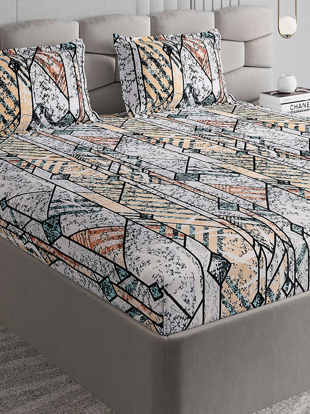 247 GSM 100% Polyester King Bed 1 Bedsheet with 2 Pillow Cover (Vibe)