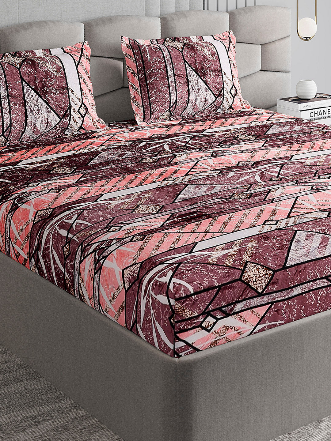 247 GSM 100% Polyester King Bed 1 Bedsheet with 2 Pillow Cover (Vibe)