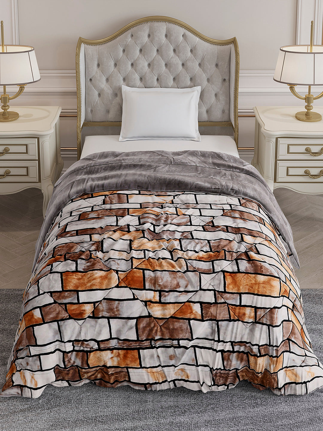 Printed Single Bed 1155 GSM Comforter for Winter - (Dixie)