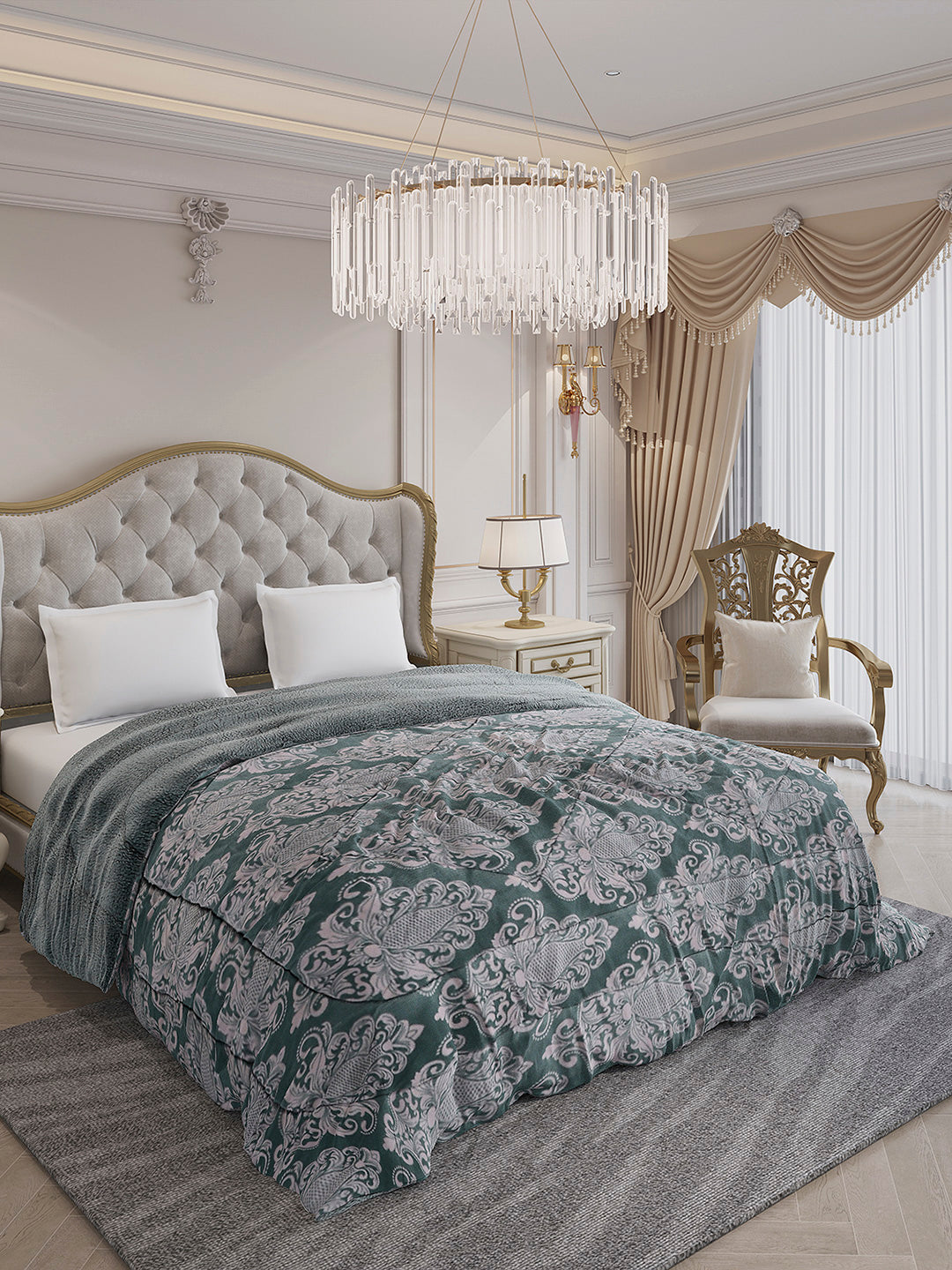 Printed Double Bed 210 GSM Comforter for Mild Winter (Nixie), Weight 729 gm