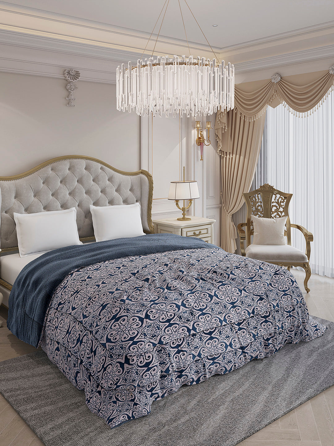 Printed Double Bed 210 GSM Comforter for Mild Winter (Nixie), Weight 729 gm