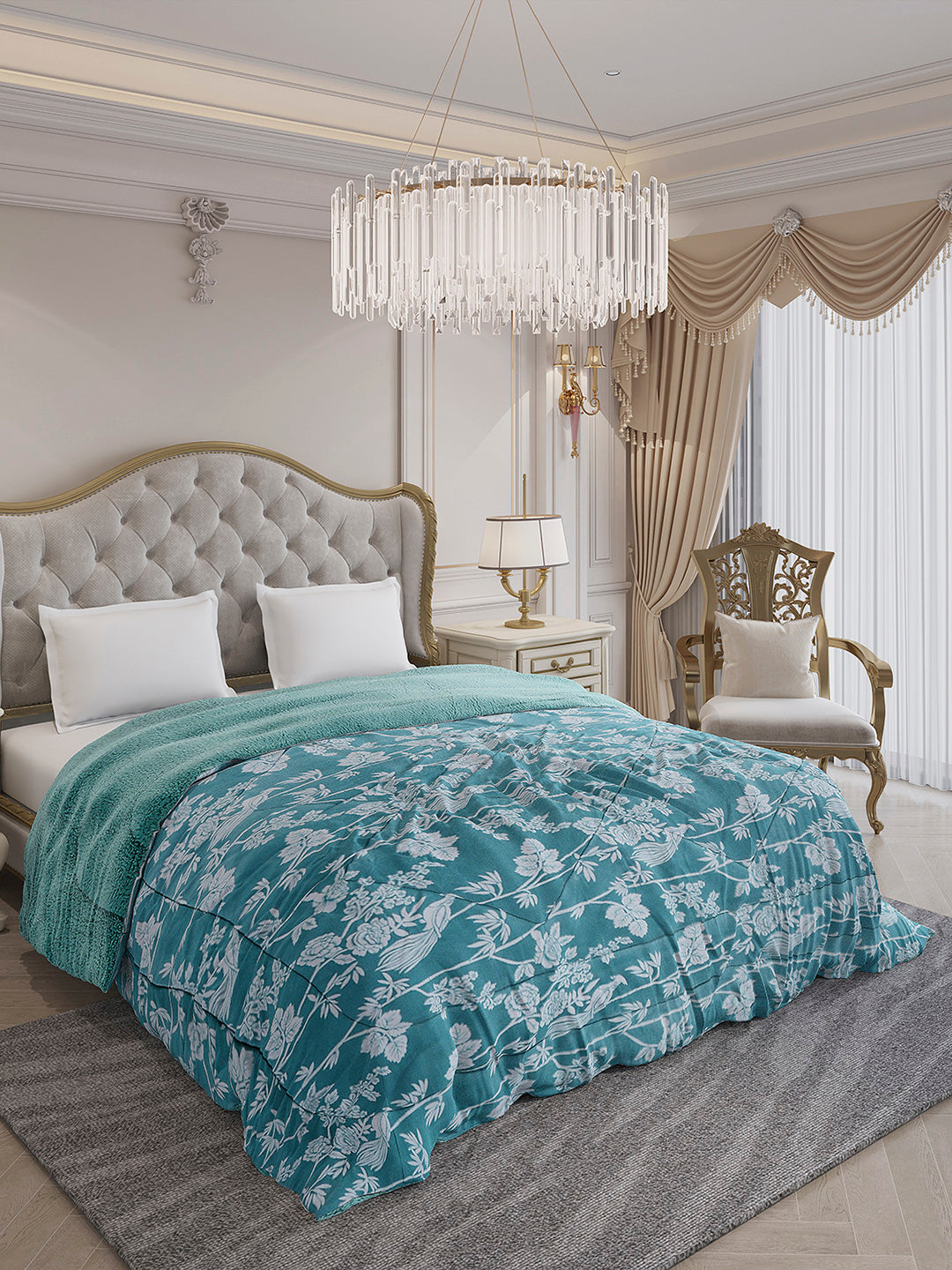 Printed Double Bed 210 GSM Comforter for Mild Winter (Nixie), Weight 729 gm