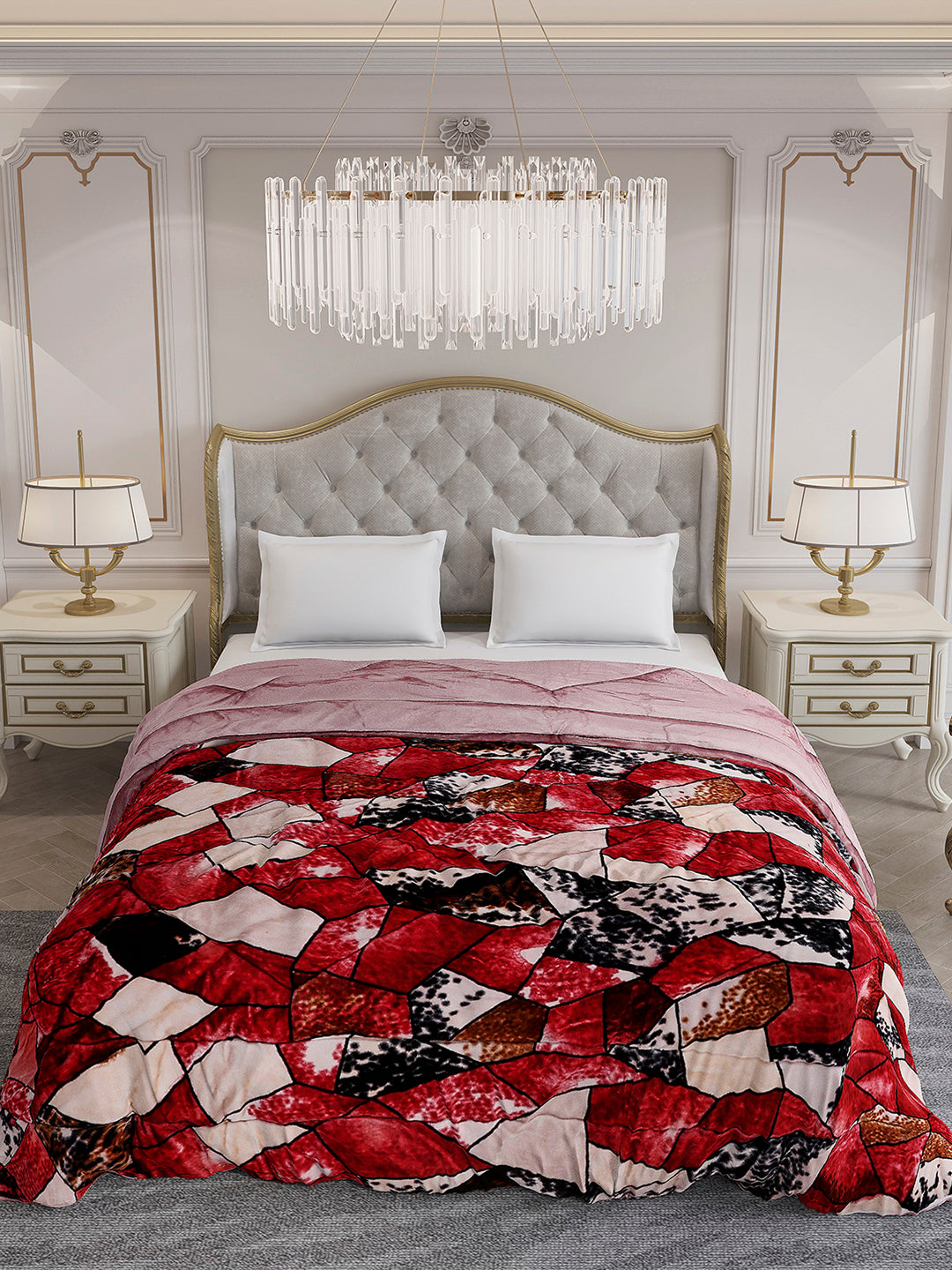 Printed Double Bed 1061 GSM Comforter for Winter - (Wisdom Gold)