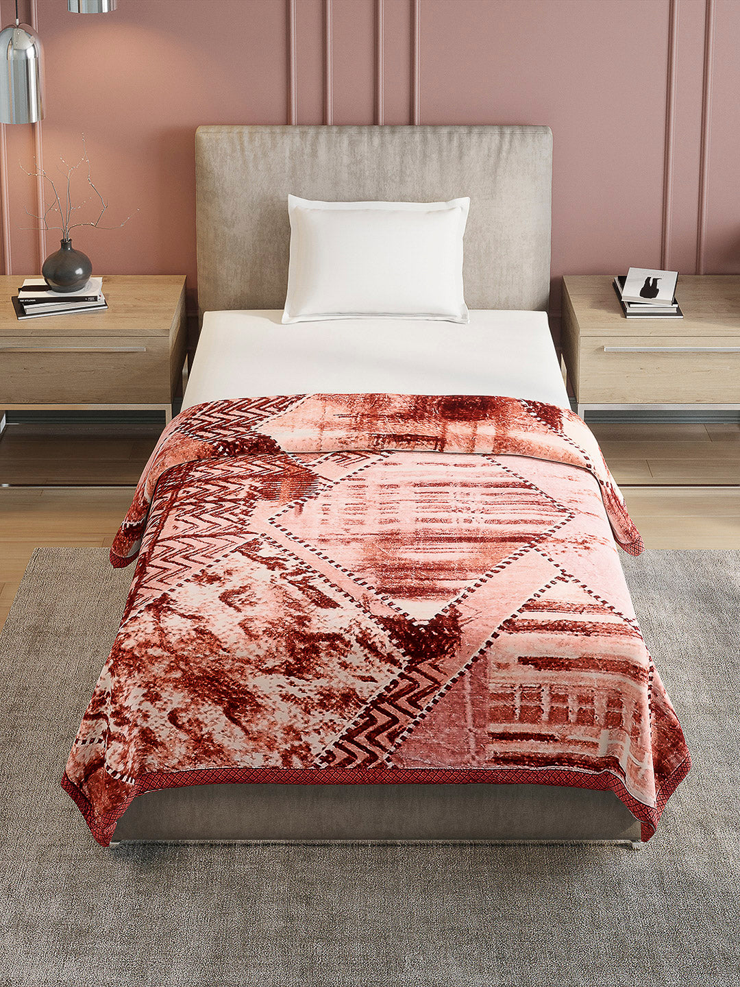 Printed Single Bed Reversible Blanket 2 Ply, 597 GSM, 2.1 kg (Everest)