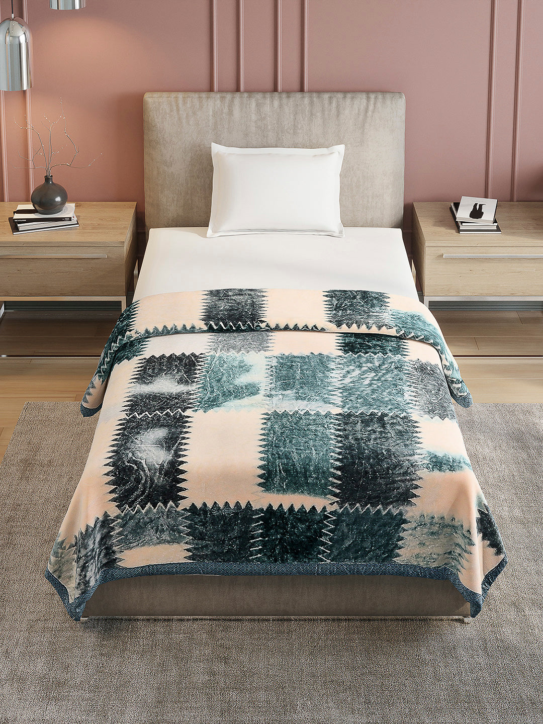 Printed Single Bed Reversible Blanket 2 Ply, 597 GSM, 2.1 kg (Everest)