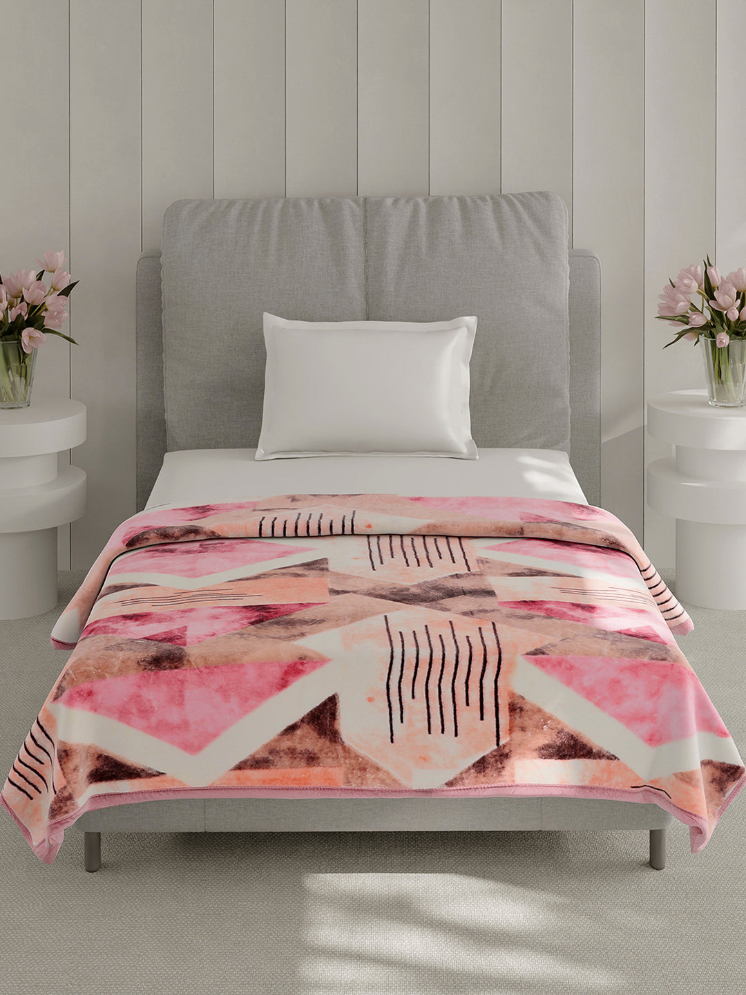 Printed Single Bed 1 Ply, 625 GSM Mink Blanket for Mild Winter - (Impact Pvc)