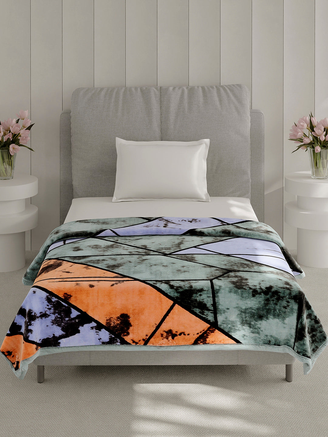 Printed Single Bed 1 Ply, 625 GSM Mink Blanket for Mild Winter - (Impact Pvc)