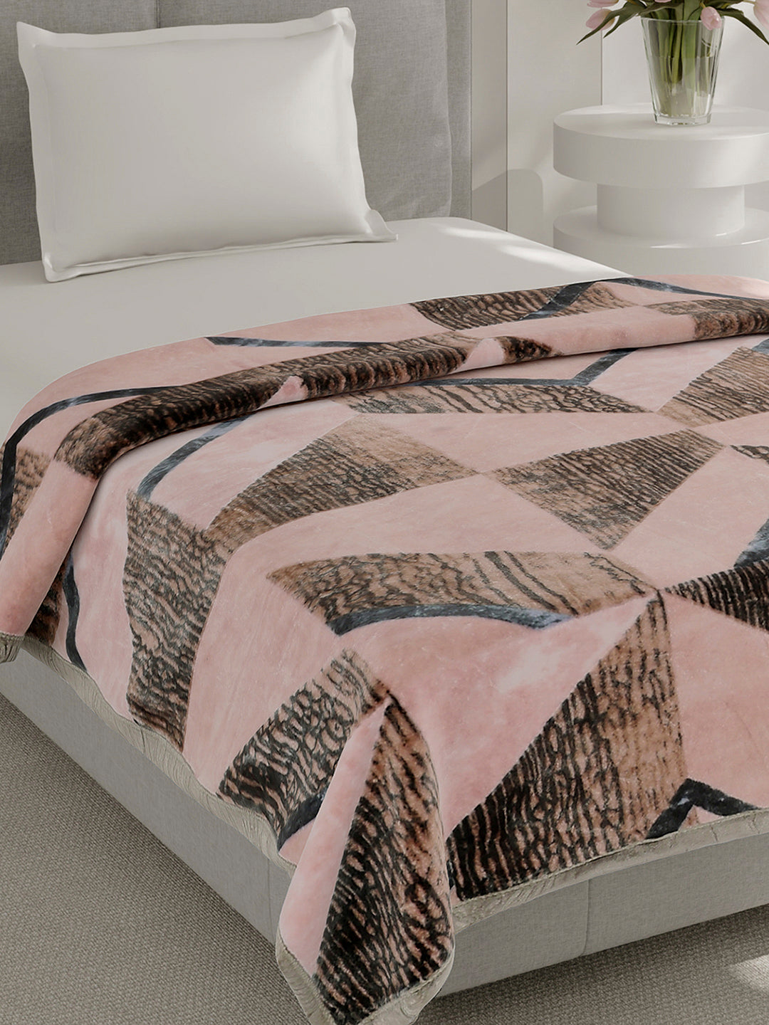 Printed Single Bed 1 Ply, 625 GSM Mink Blanket for Mild Winter - (Impact Pvc)
