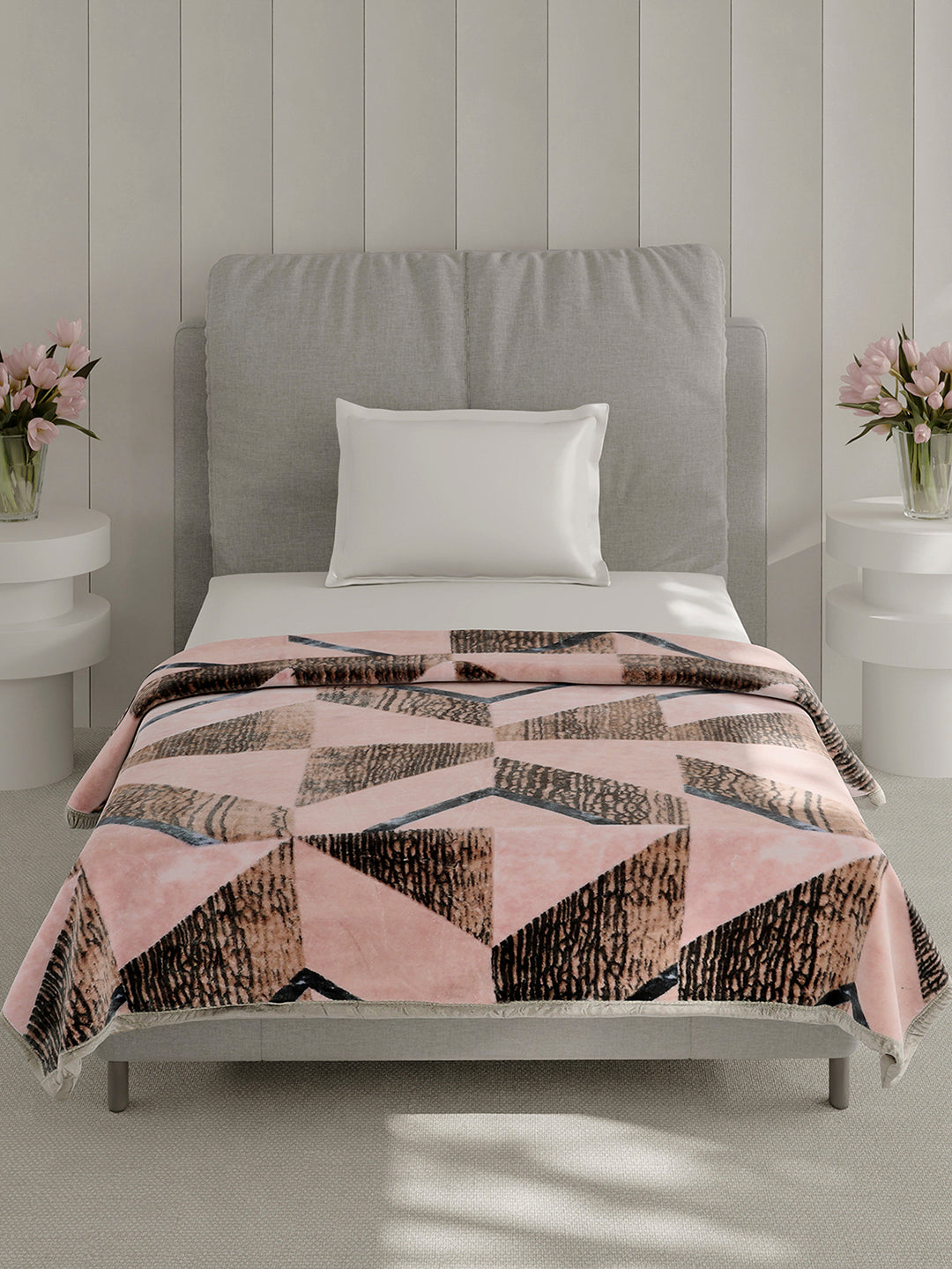 Printed Single Bed 1 Ply, 625 GSM Mink Blanket for Mild Winter - (Impact Pvc)