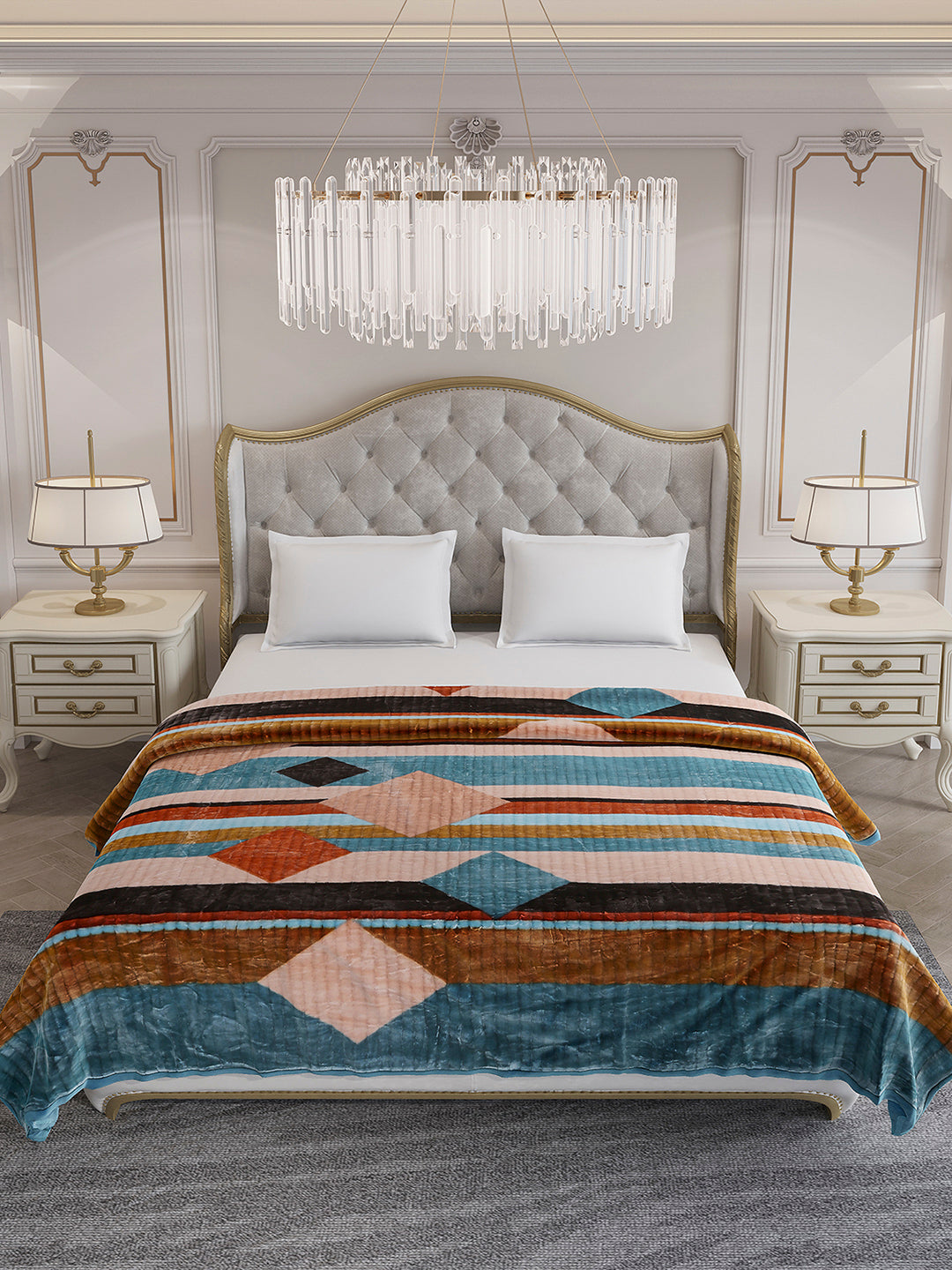 Printed Double Bed 3 Ply, 928 GSM Blanket for Winter - (Marvin PVC)