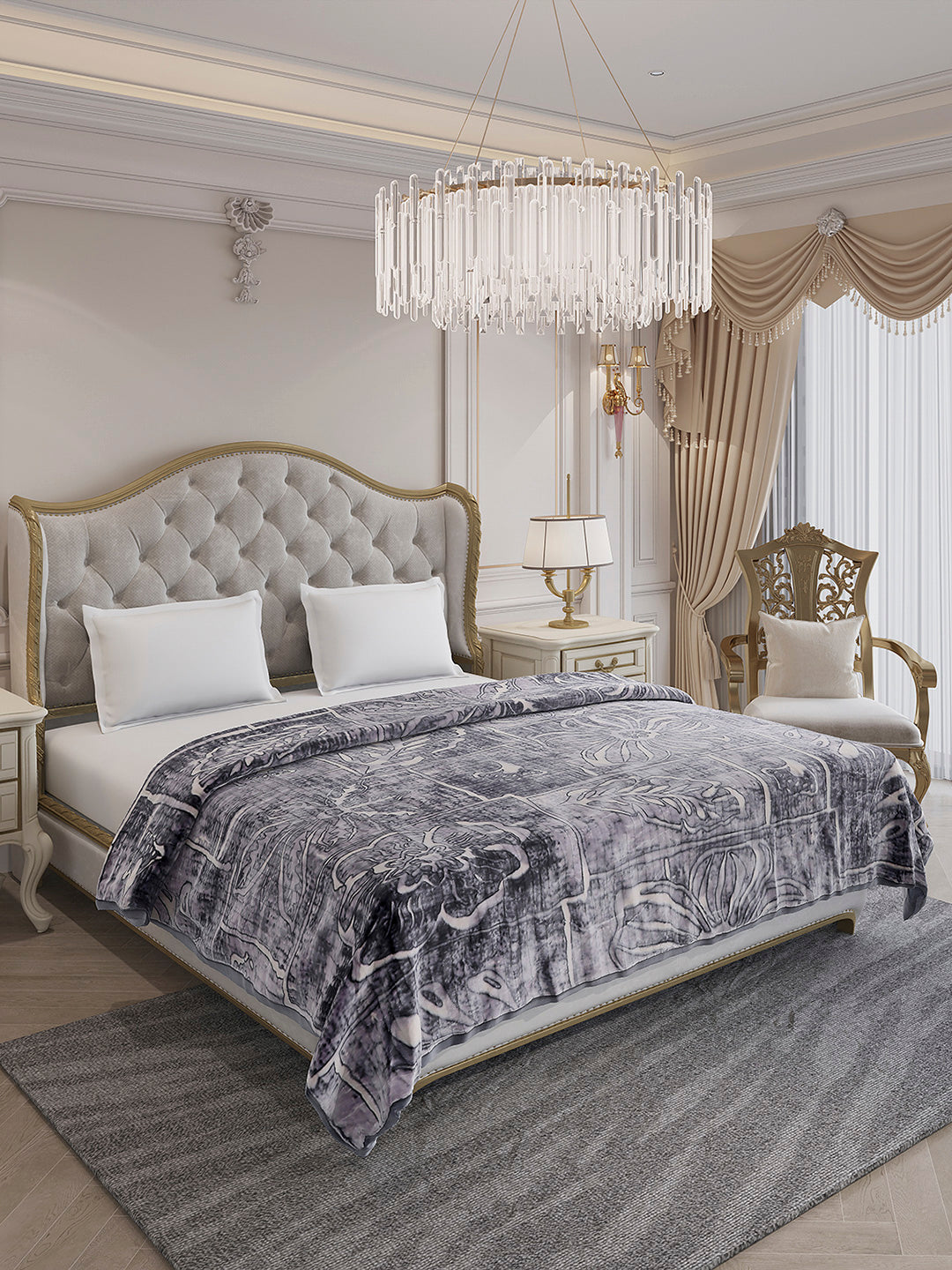 Printed Double Bed 3 Ply, 928 GSM Blanket for Winter - (Marvin PVC)