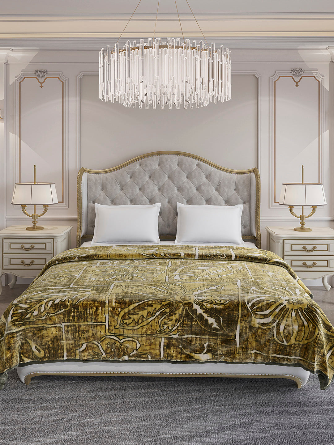 Printed Double Bed 3 Ply, 928 GSM Blanket for Winter - (Marvin PVC)