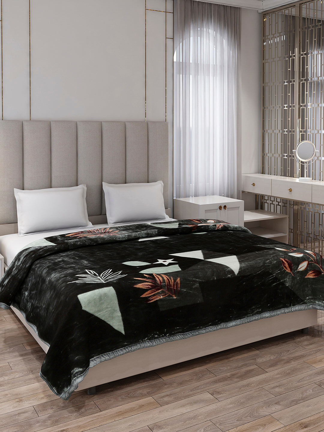 Printed Double Bed 2 Ply, 871 GSM Blanket for Heavy Winter - (Moon Valley Box)