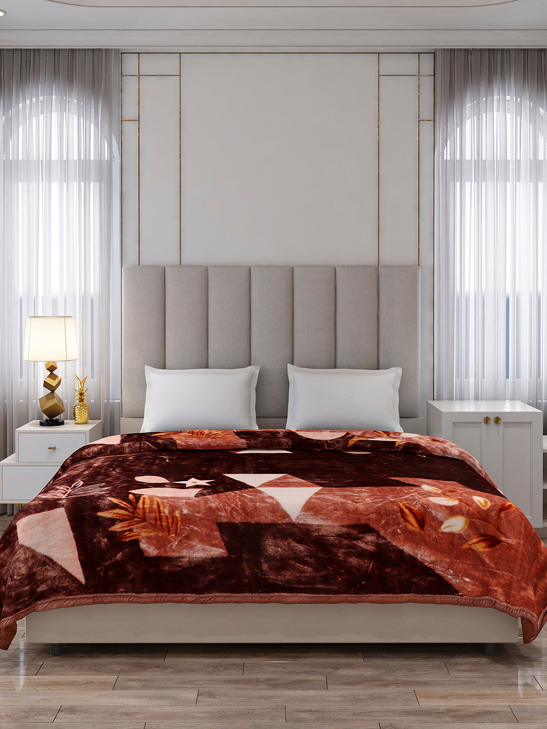 Printed Double Bed 2 Ply, 871 GSM Blanket for Heavy Winter - (Moon Valley Box)