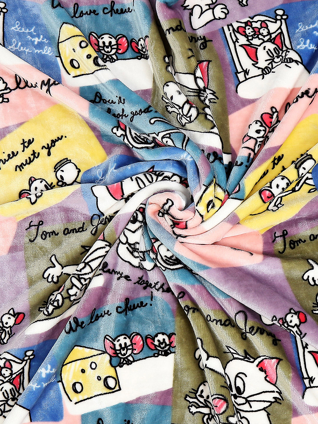 Tom and Jerry with Typography Print Plush Cartoon Network Multicolor Baby Blanket