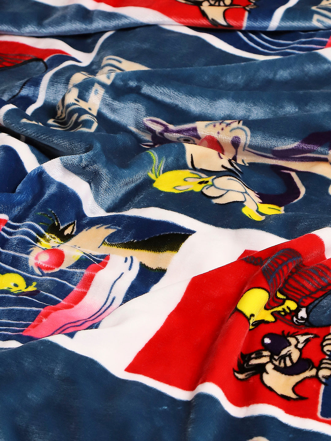 Tweety Bird Printed Plush Cartoon Network Blue Baby Blanket