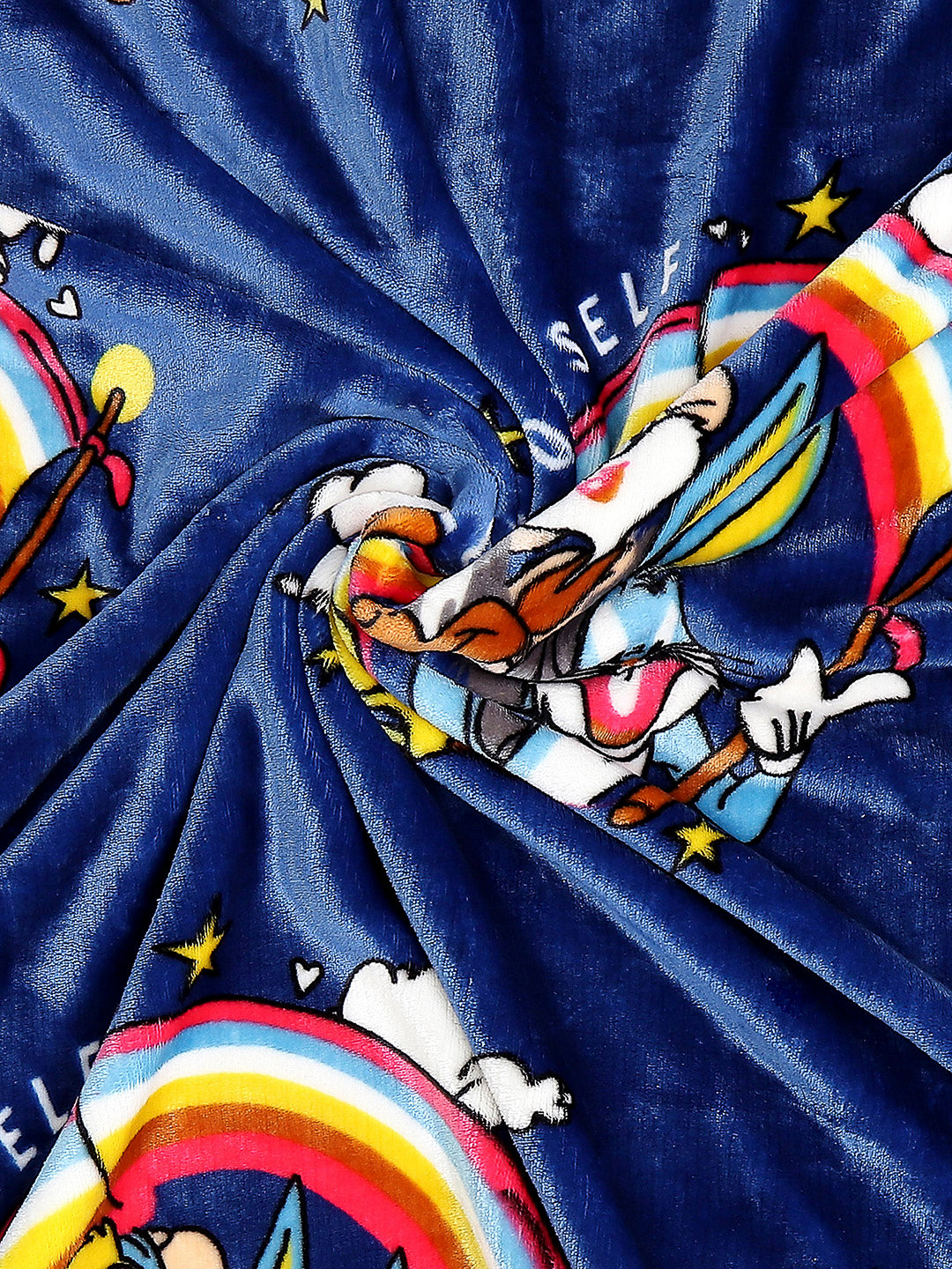 Bunny Character Printed Blue Velvety Cartoon Network Blue Baby Blanket