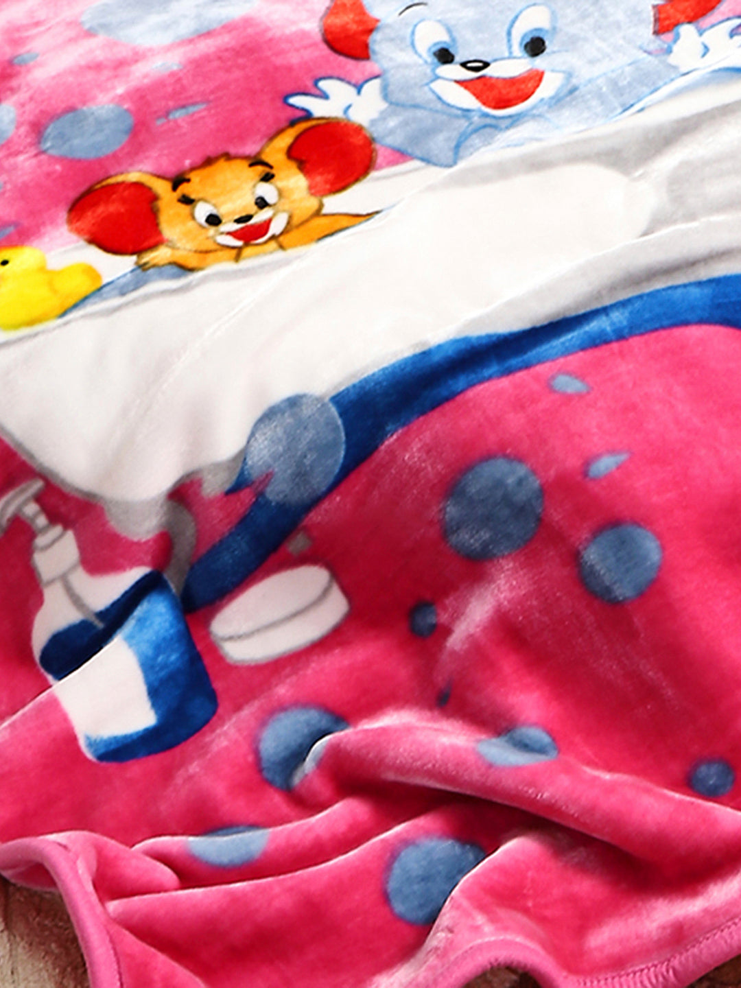 Tom and Jerry Printed Plush Cartoon Network Pink Baby Blanket