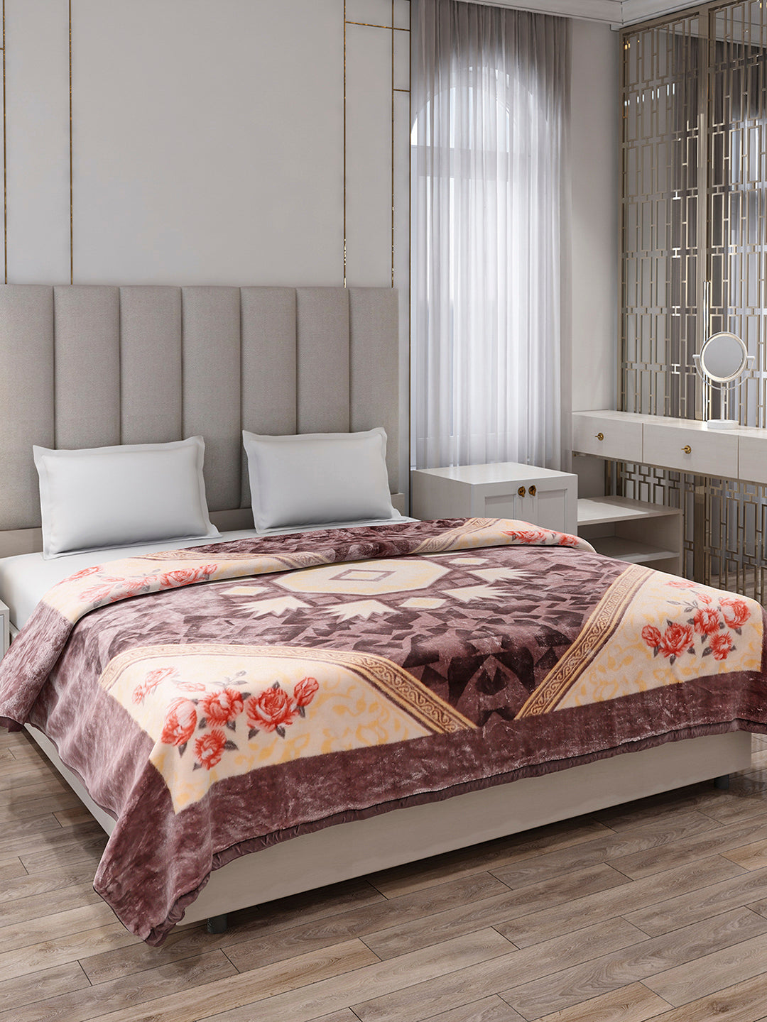 Printed Double Bed 1 Ply Blanket for Mild Winter - (Regal)