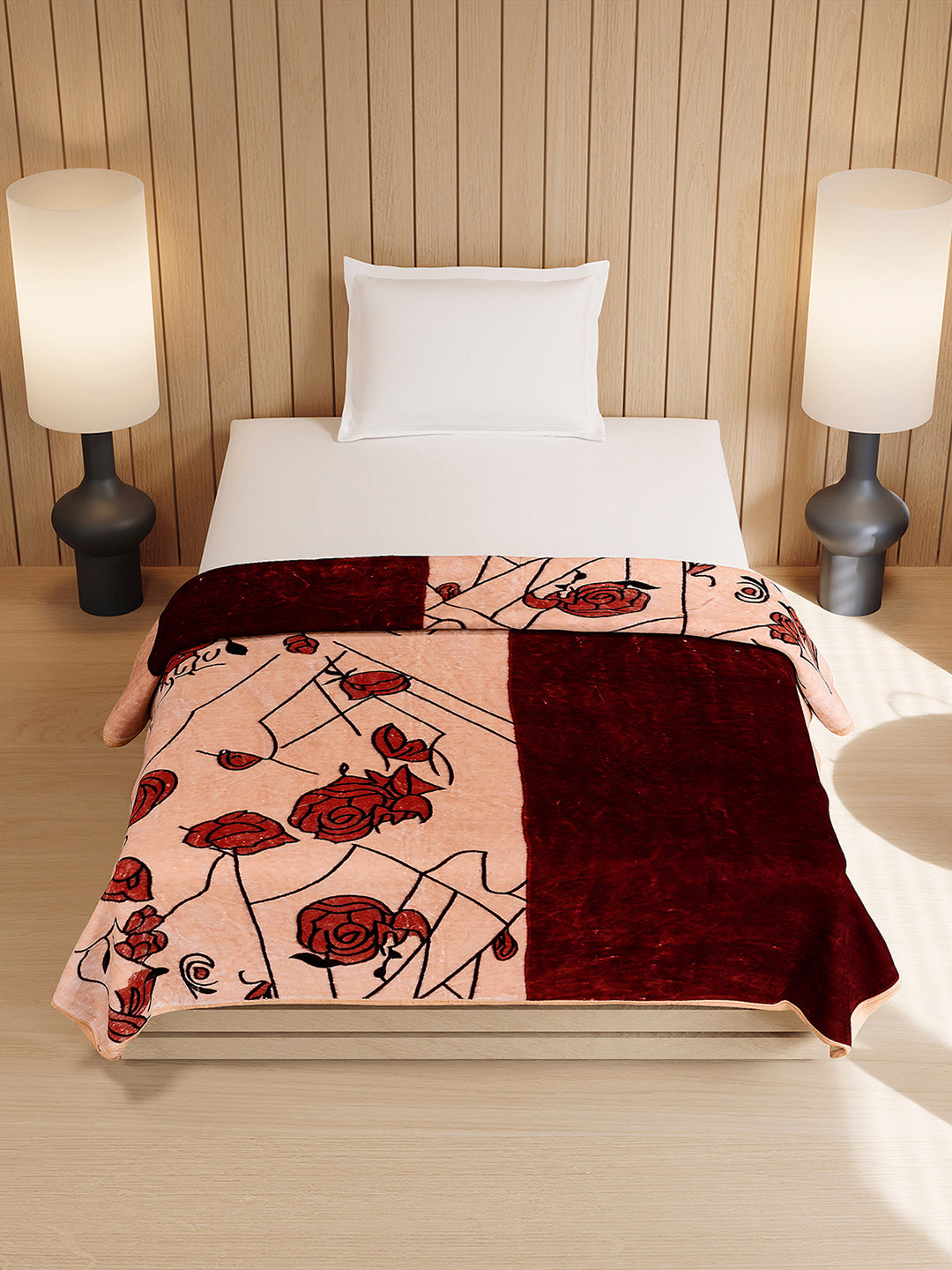 Printed Double Bed 1 Ply, 540 GSM Blanket for Winter - (Relation PVC)