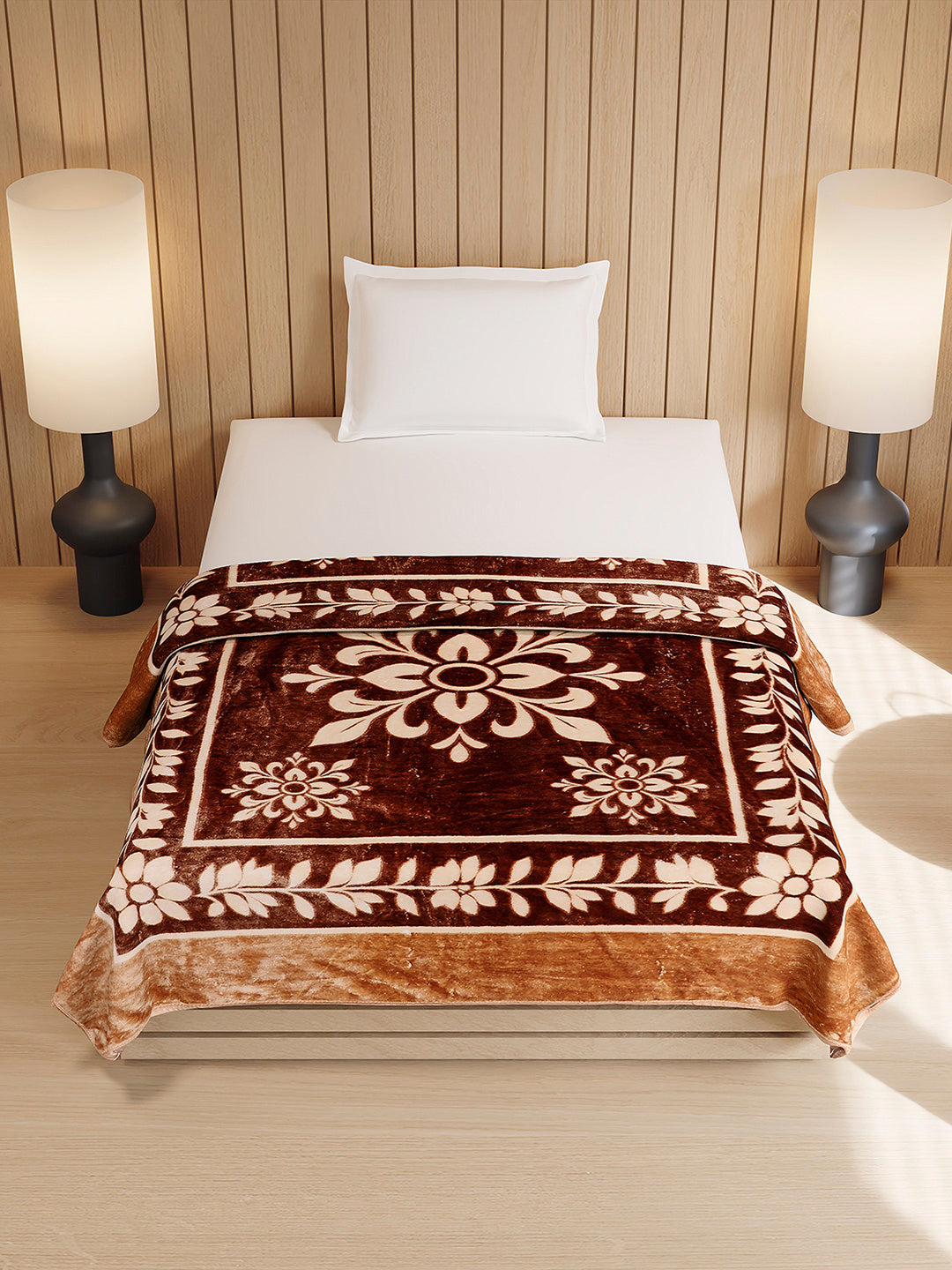 Printed Double Bed 1 Ply, 540 GSM Blanket for Winter - (Relation PVC)