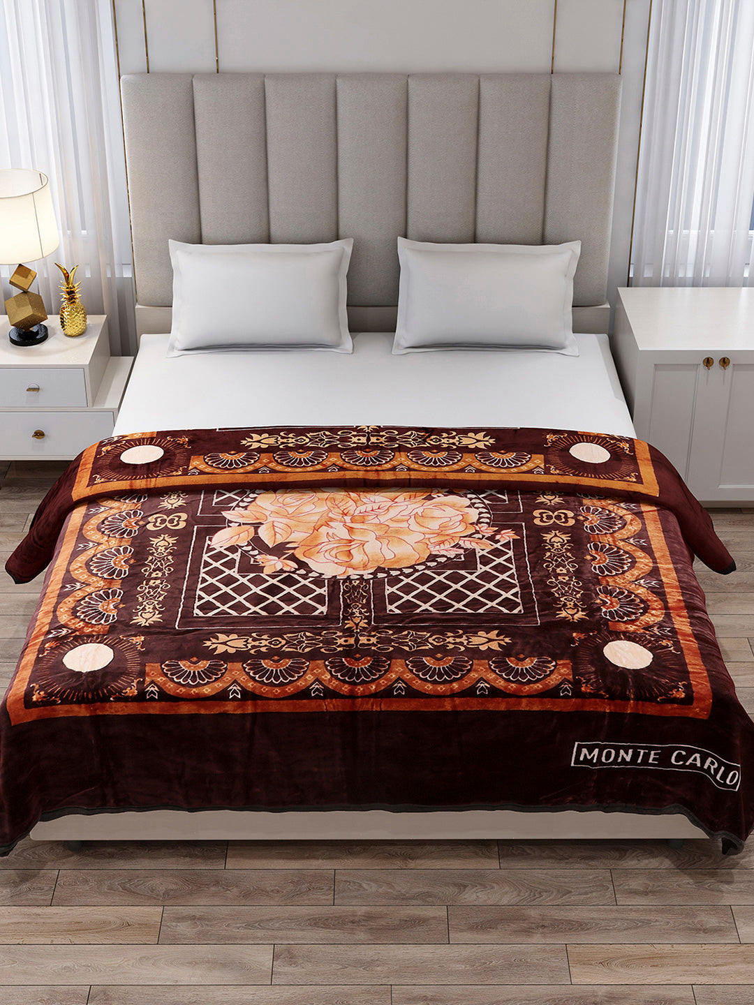 Printed Double Bed 1 Ply, 530 GSM Super Soft Blanket for Mild Winter - (Roman Plus)