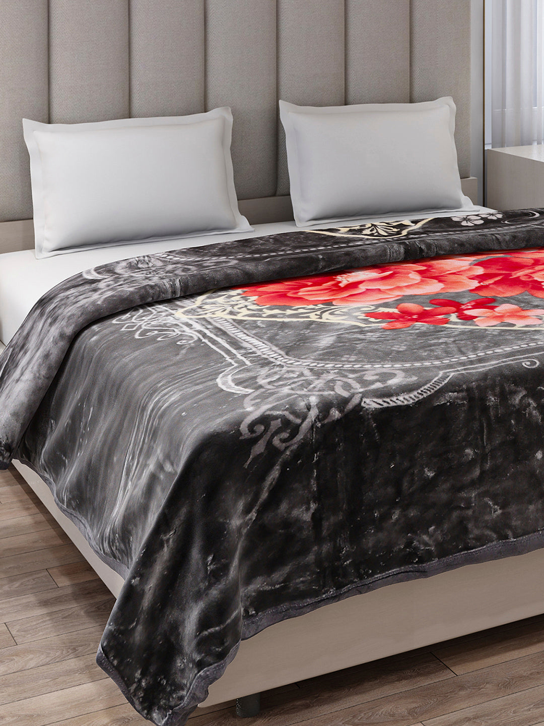 Printed Double Bed 1 Ply, 530 GSM Super Soft Blanket for Mild Winter - (Roman Plus)