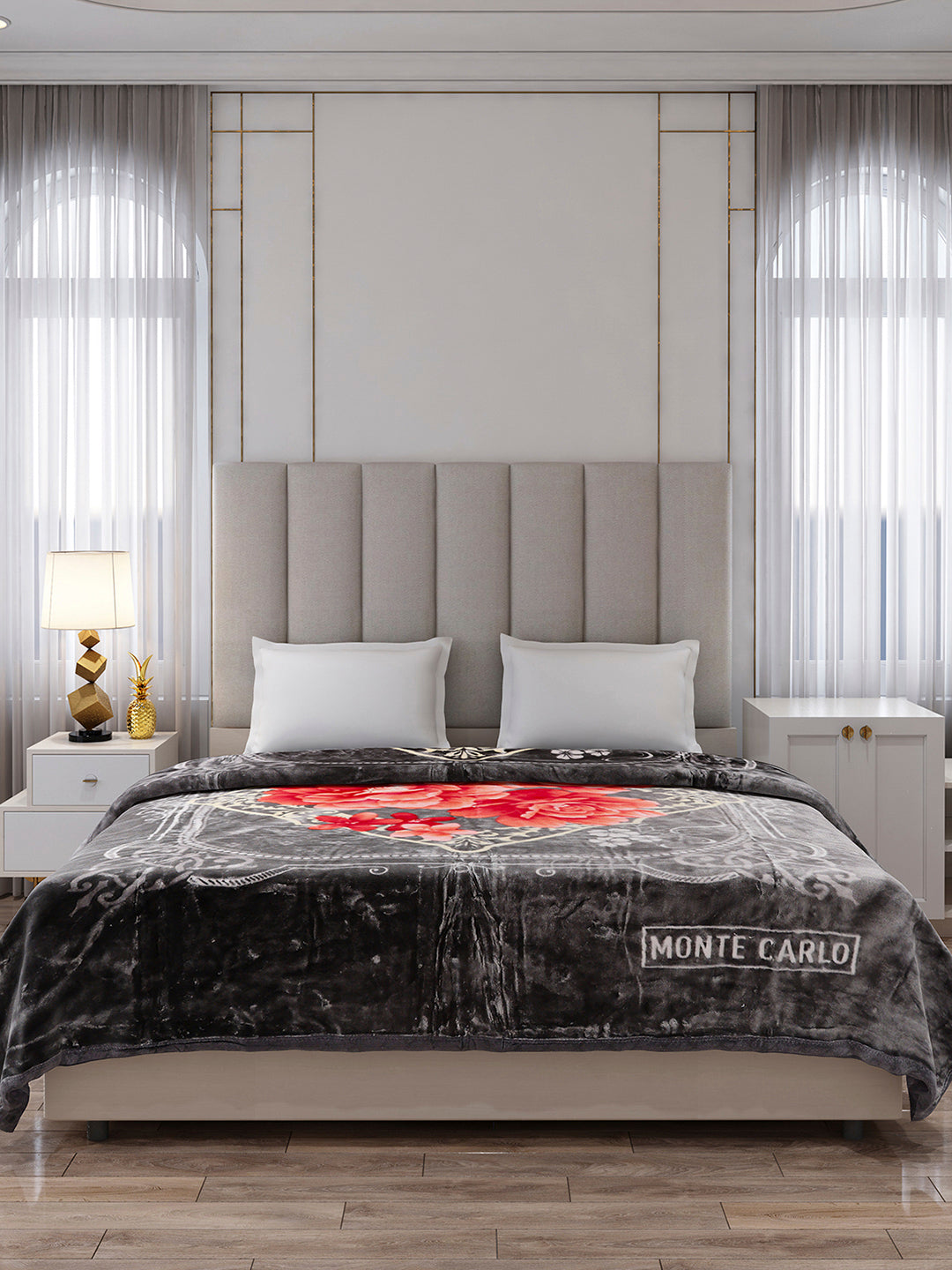 Printed Double Bed 1 Ply, 530 GSM Super Soft Blanket for Mild Winter - (Roman Plus)