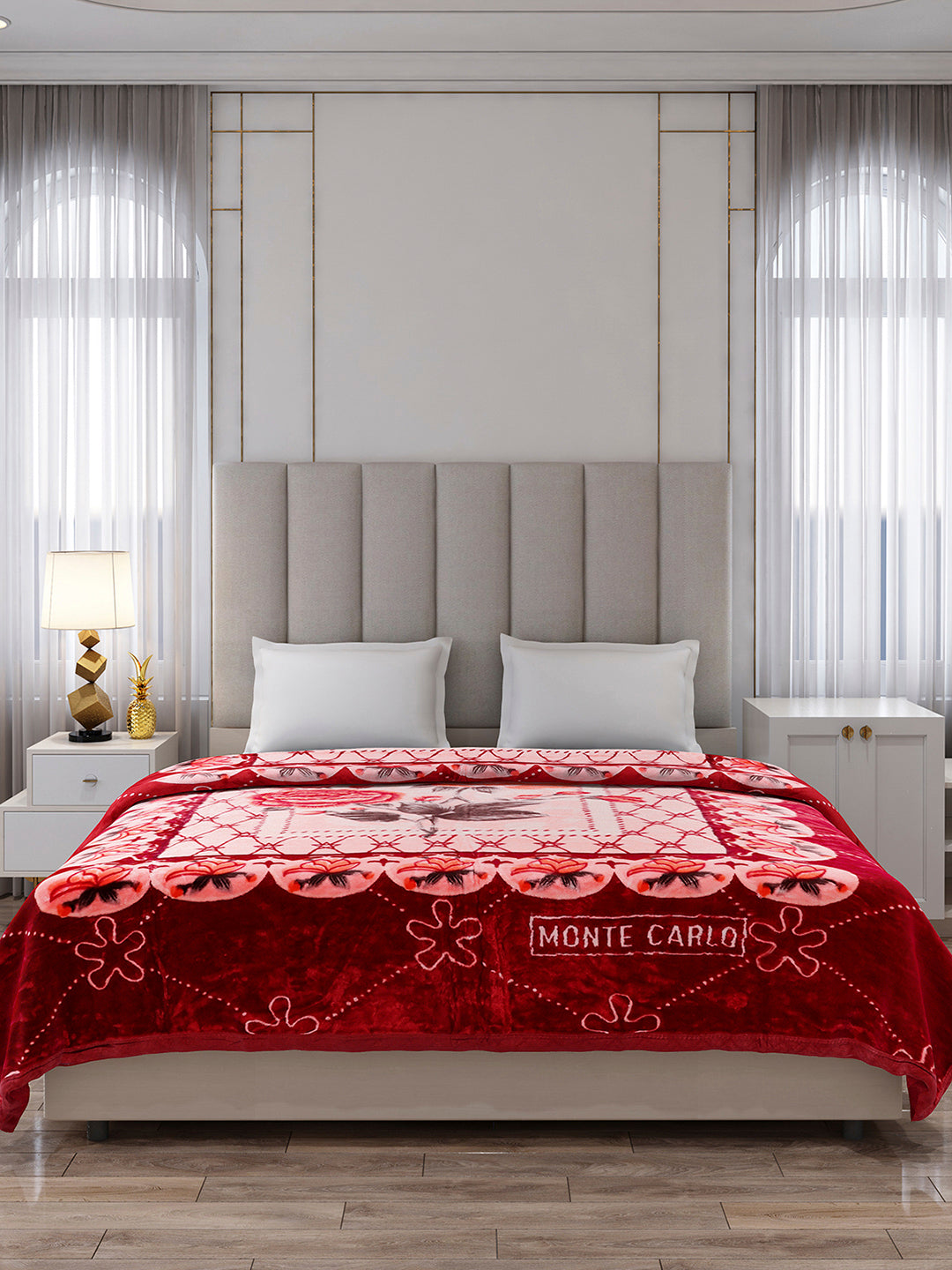 Printed Double Bed 1 Ply, 530 GSM Super Soft Blanket for Mild Winter - (Roman Plus)