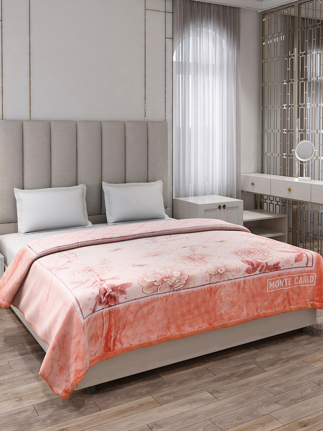 Printed Double Bed 1 Ply, 530 GSM Super Soft Blanket for Mild Winter - (Roman Plus)