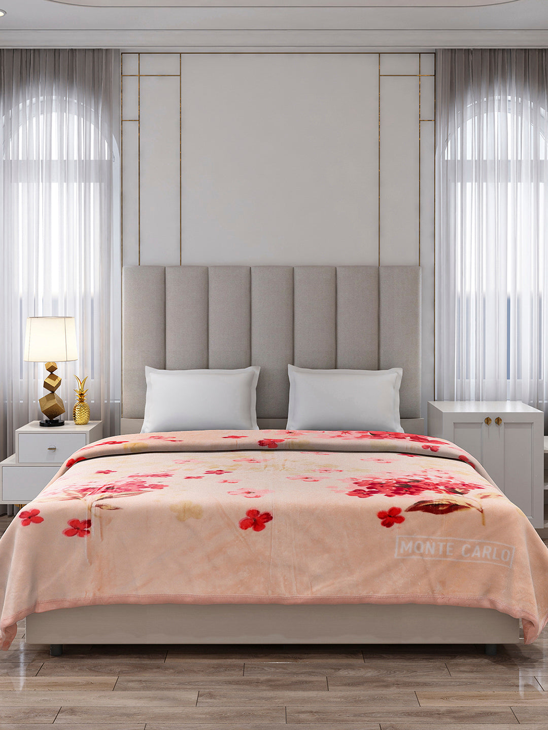 Printed Double Bed 1 Ply, 530 GSM Super Soft Blanket for Mild Winter - (Roman Plus)