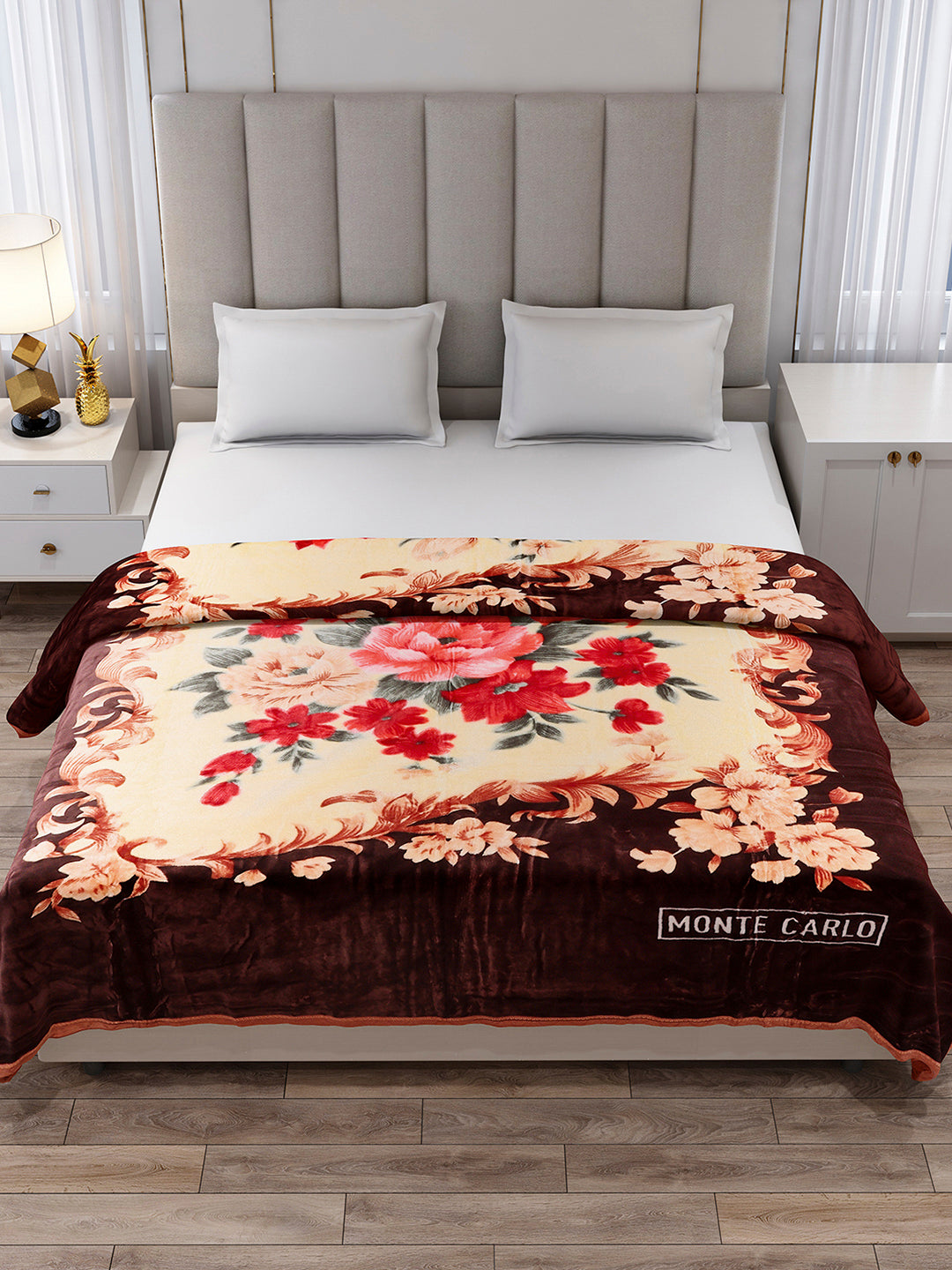 Printed Double Bed 1 Ply, 530 GSM Super Soft Blanket for Mild Winter - (Roman Plus)