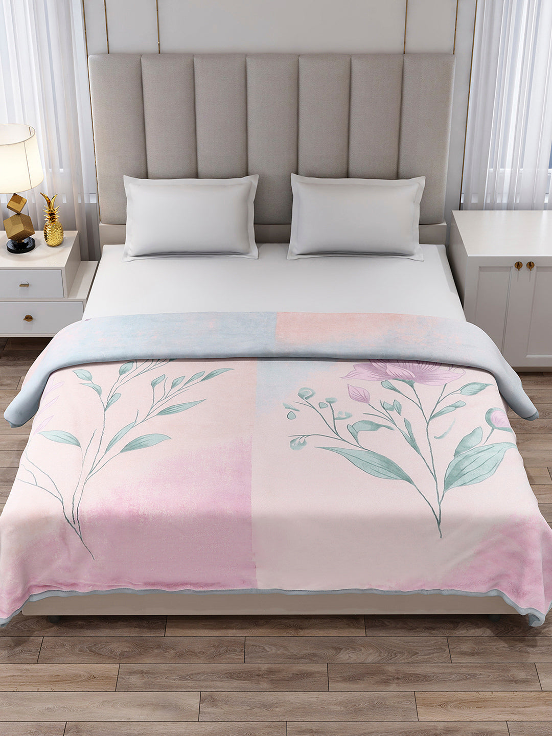 Printed Double Bed 3, 890 GSM Ply Blanket for Heavy Winter - (Rosewood)