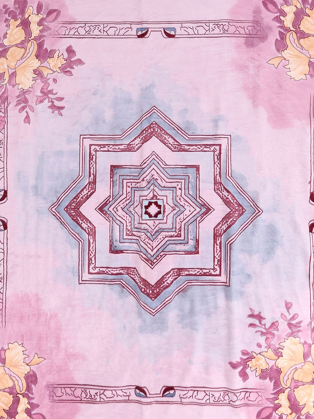 Printed Double Bed 3, 890 GSM Ply Blanket for Heavy Winter - (Rosewood)