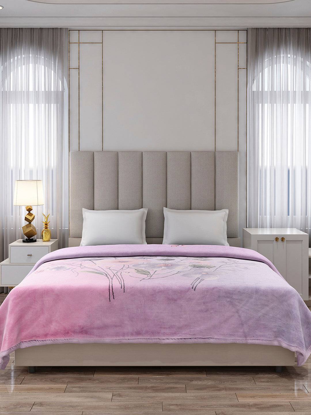 Printed Double Bed 3, 890 GSM Ply Blanket for Heavy Winter - (Rosewood)