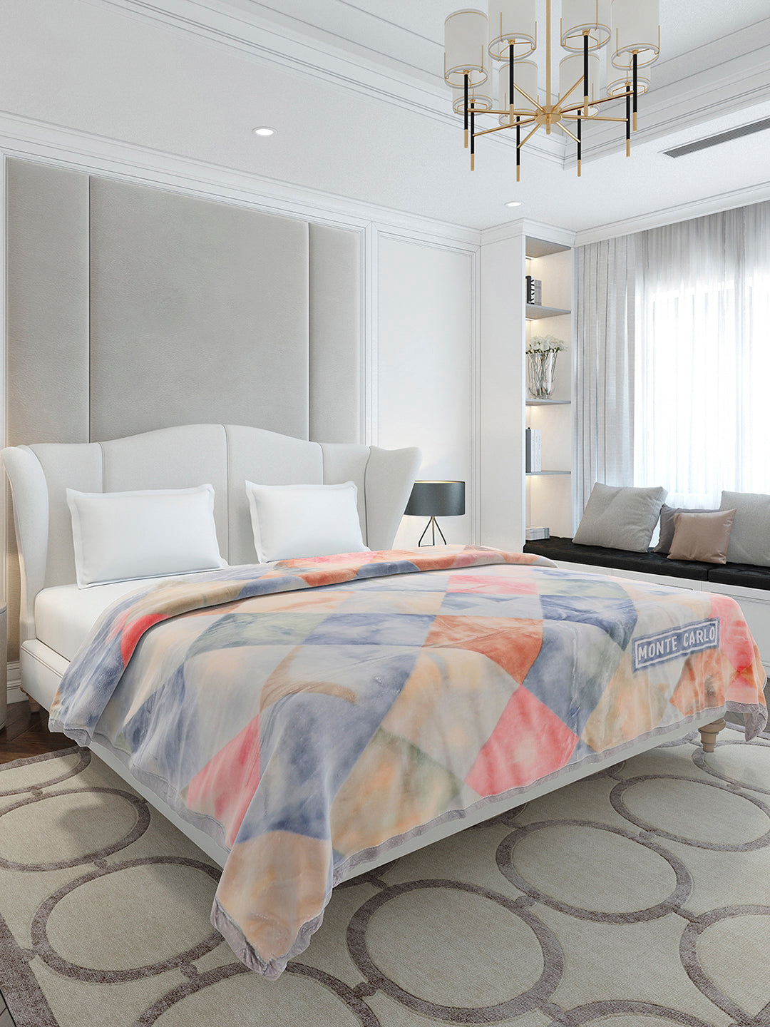 Printed Double Bed 2 Ply, 909 GSM Embossed Blanket for Heavy Winter - (Vista Plus)