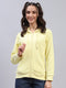 Women Yellow Solid Hooded Full Sleeve Sweatshirt