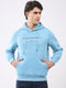 Men Aqua Blue Solid Hooded Full Sleeve Sweatshirt
