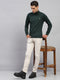 Men Green Solid High Neck Full Sleeve Sweatshirt