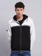 Men Black & White Solid Hooded Full Sleeve Sweatshirt