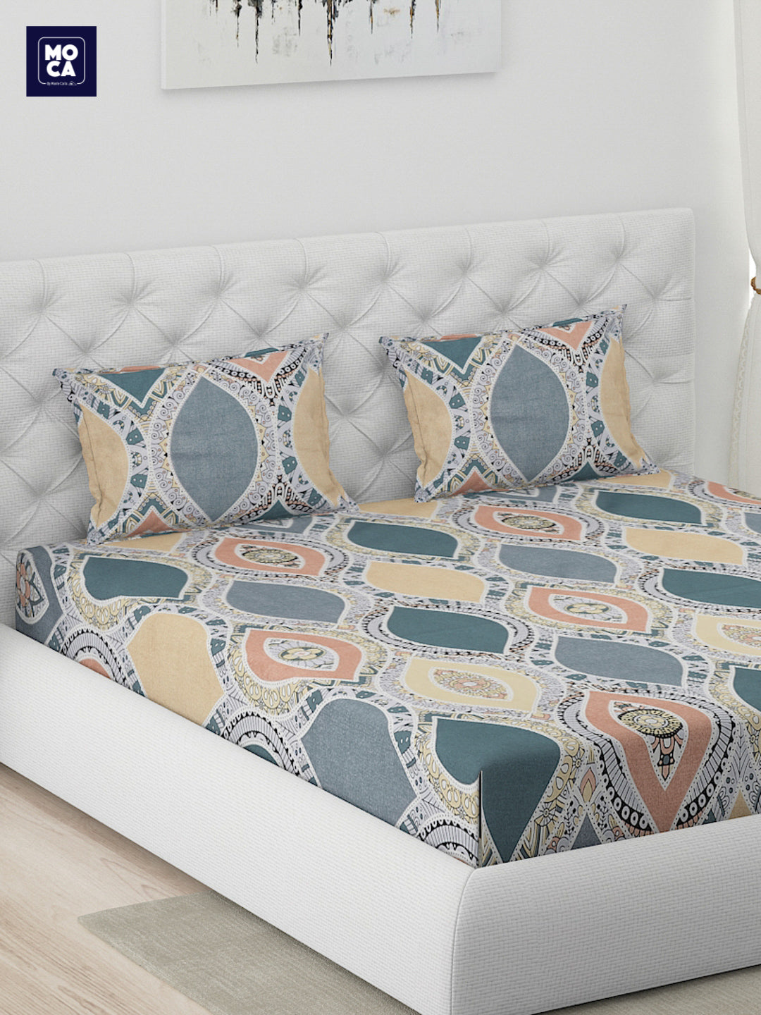120 GSM Polyester Double Bed 1 Bedsheet with 2 Pillow Covers (Dazzle)