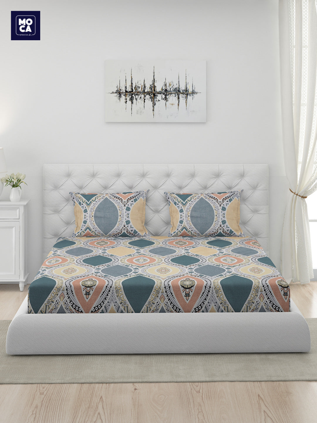 120 GSM Polyester Double Bed 1 Bedsheet with 2 Pillow Covers (Dazzle)
